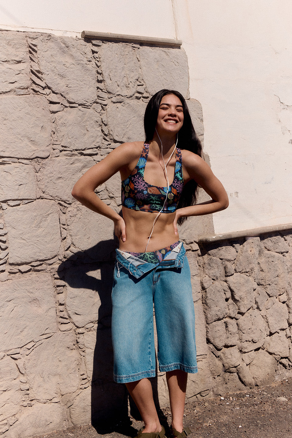 Morella - Racerback Bikini Top in Shell Print