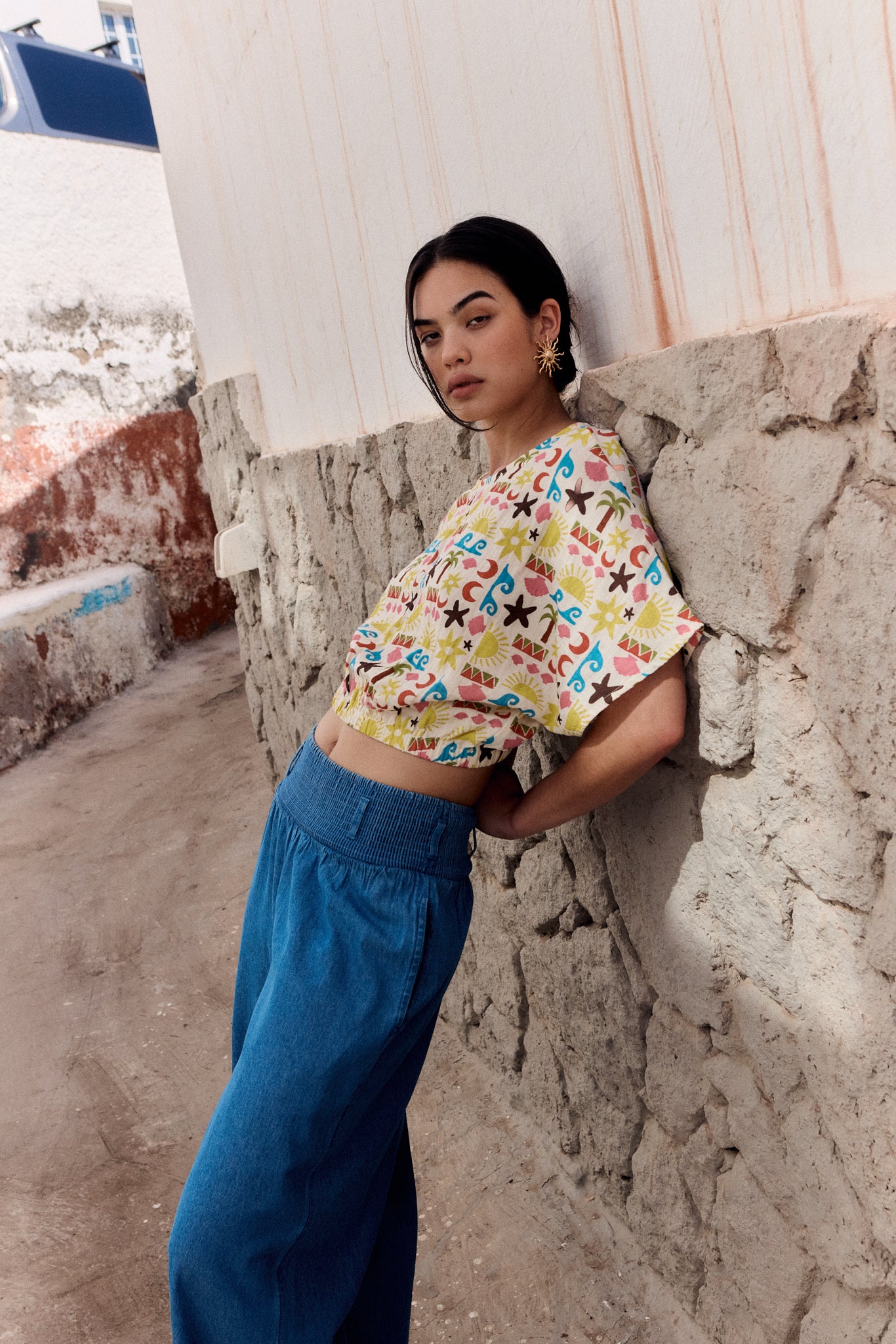 Zamora - Cotton Top in Coastal Beach Tile Print – Lucy & Yak