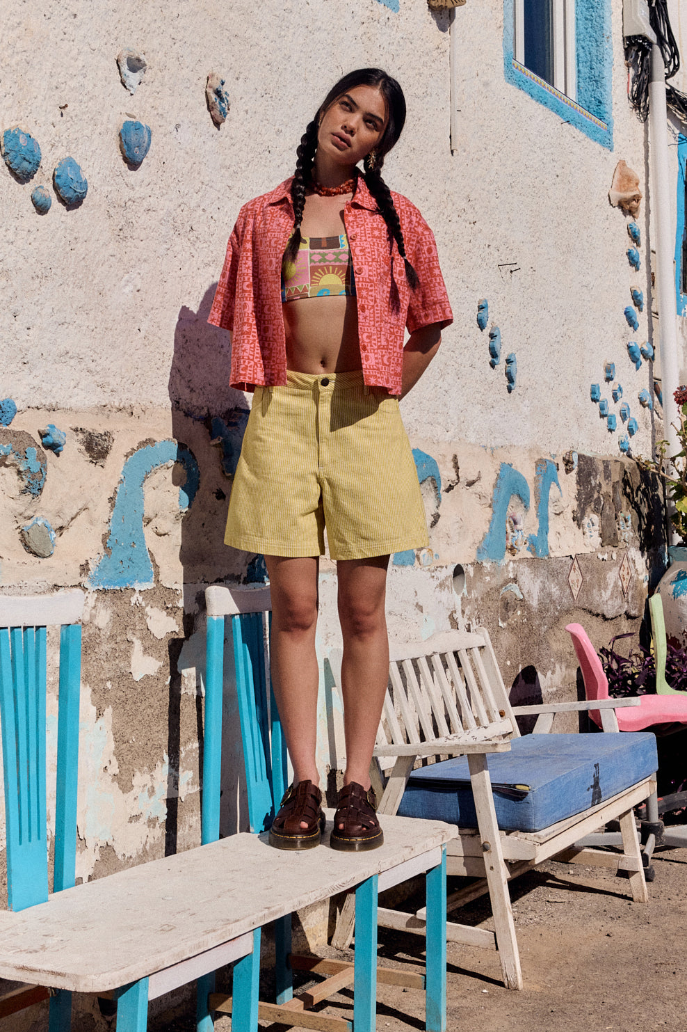 Archer - Cotton Shirt In Pink & Red Lunar Checkerboard