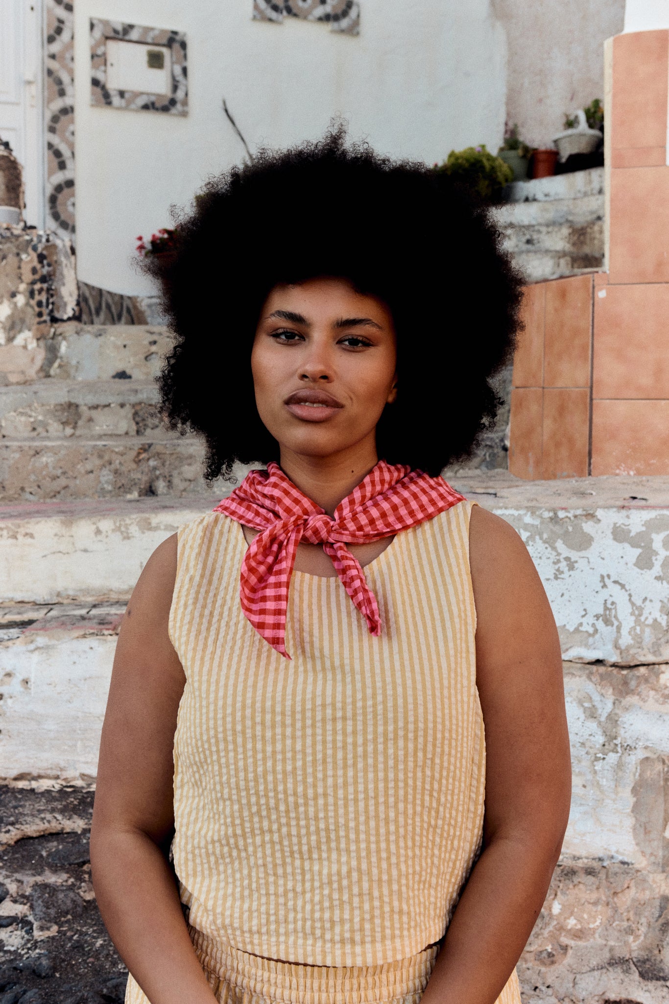 Arden - Cotton Shell Top in Yellow Stripe