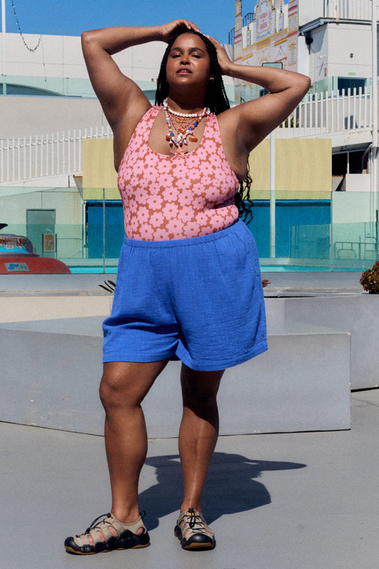 Popan - Cotton Shorts in Dazzling Blue