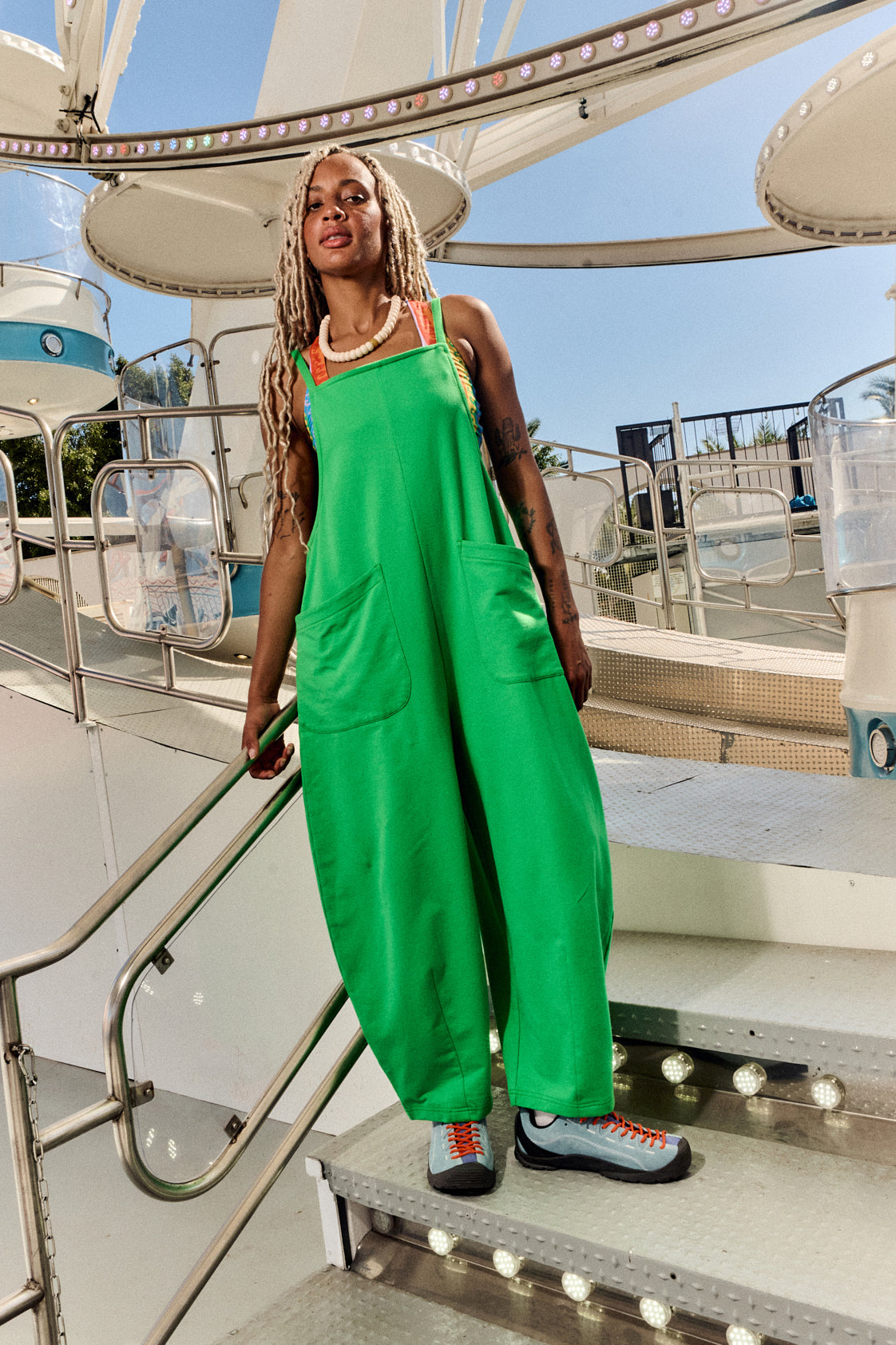 Oaxaca - Cotton Jersey Barrel Dungarees in Kelly Green – Lucy & Yak