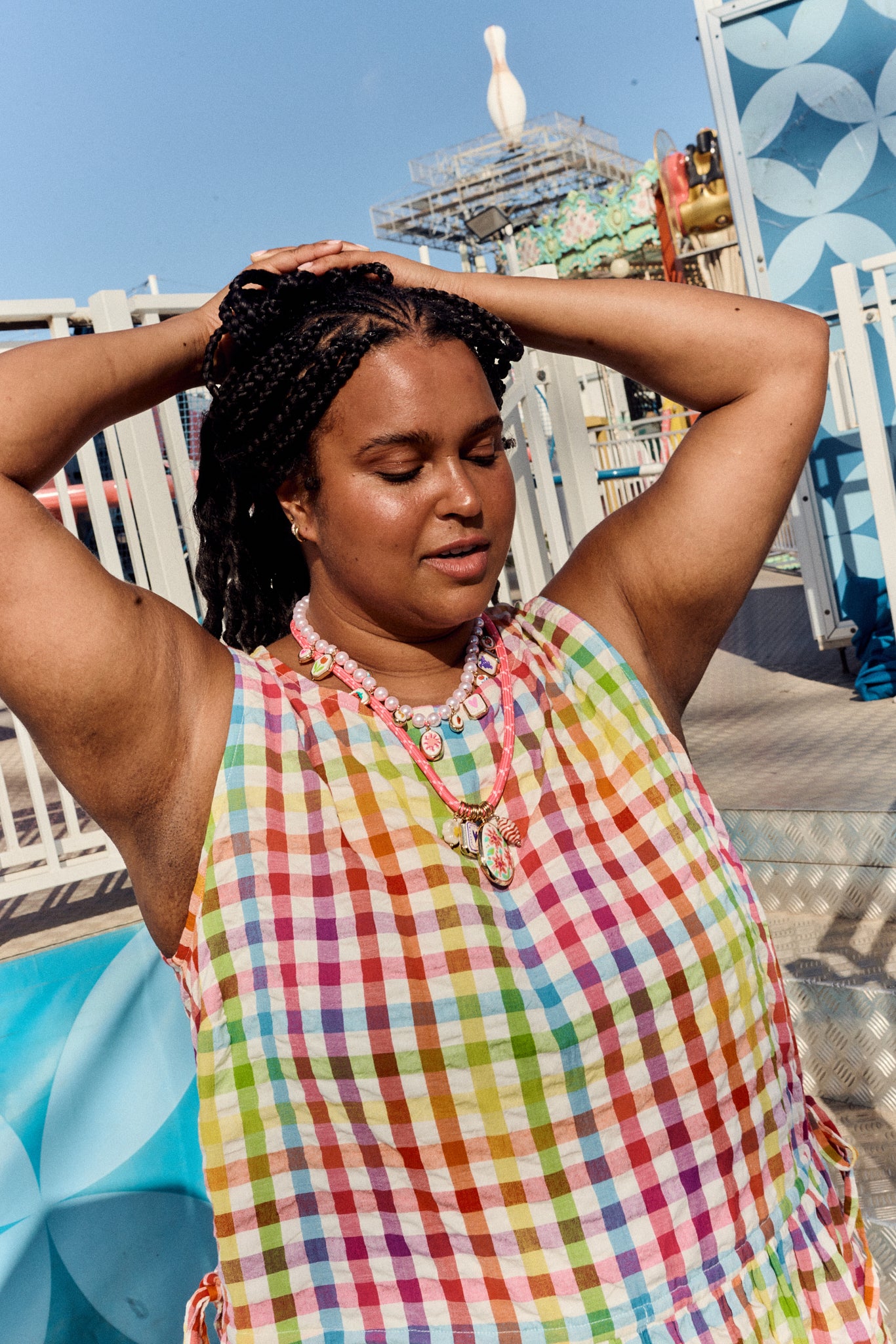 Sacha - Midi Dress in Rainbow Check