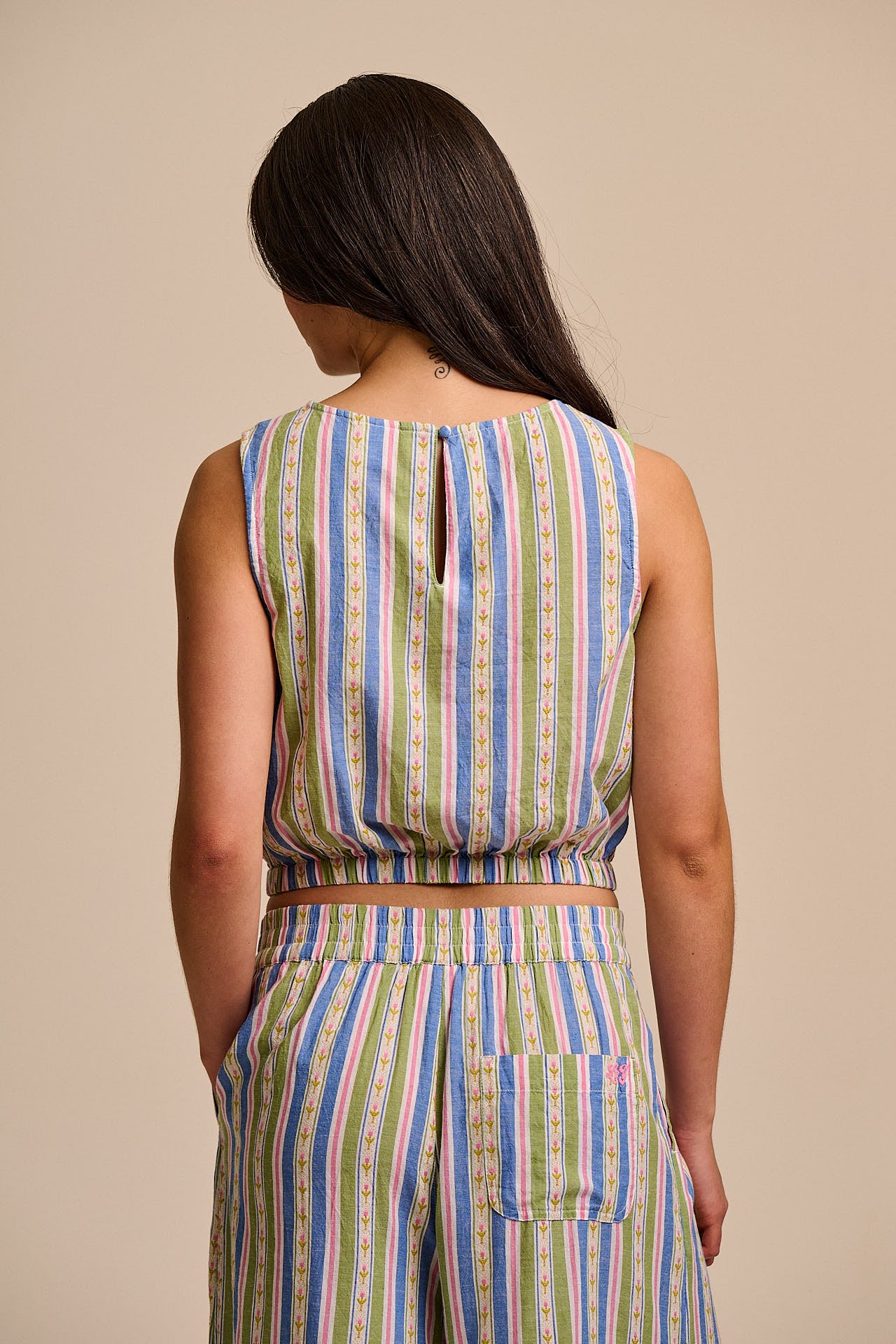 Lumi - Cropped Woven Top in Tulip Stripe