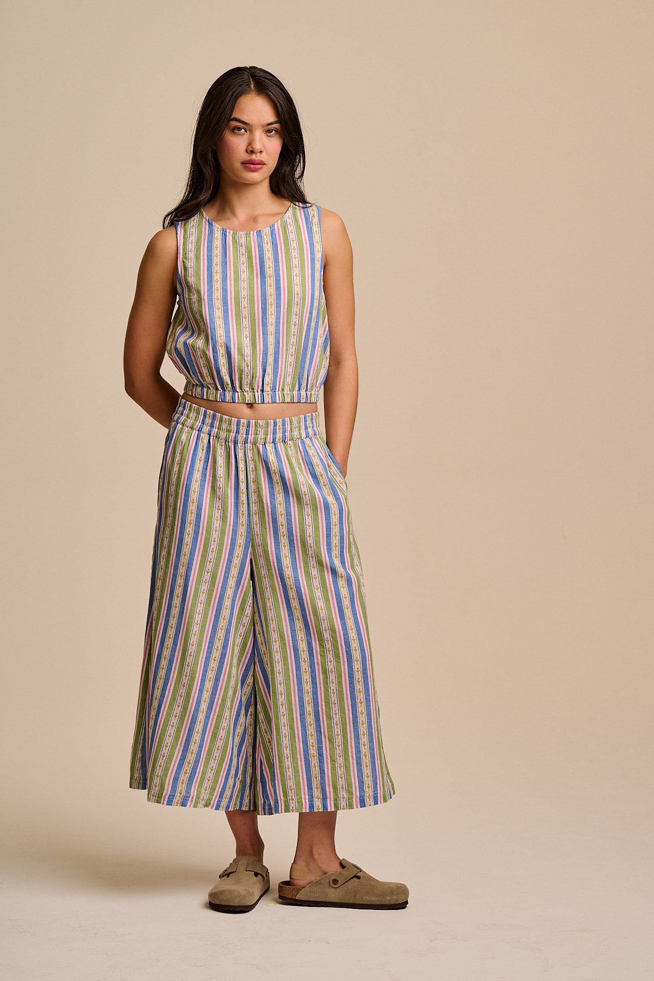 Lumi - Cropped Woven Top in Tulip Stripe