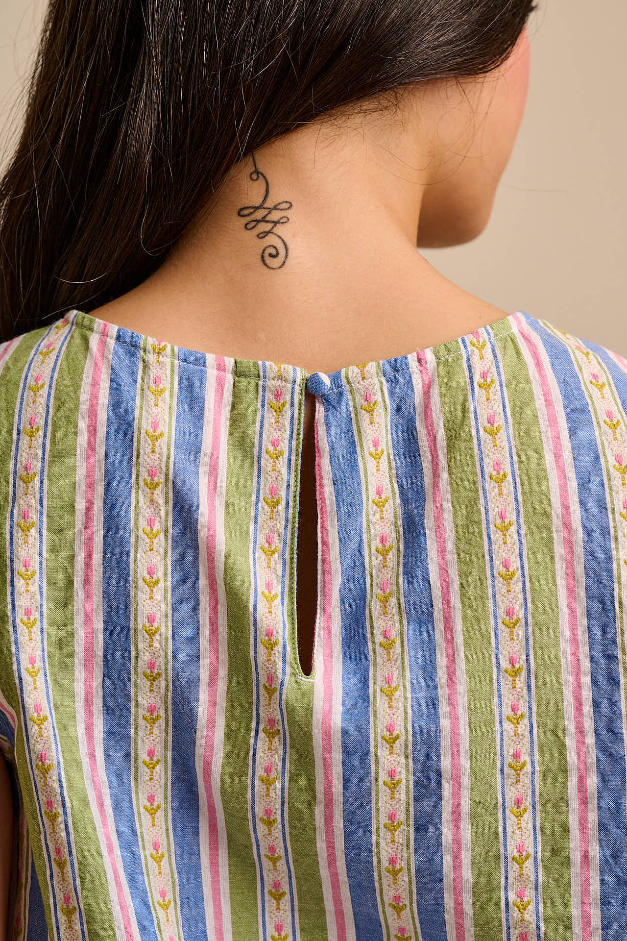Lumi - Cropped Woven Top in Tulip Stripe