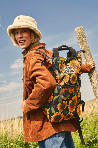 Dylan Canvas Backpack in Sunflower Print Lucy Yak