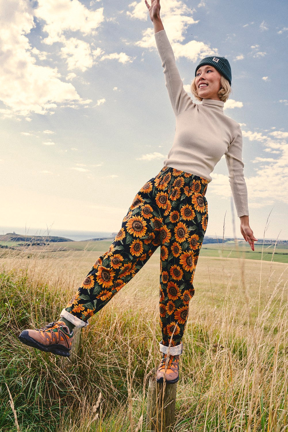 Alexa Trousers: ORGANIC COTTON - Sunflower Print
