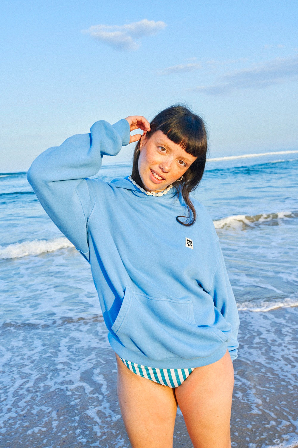 Bailey Hoodie: ORGANIC COTTON - Washed Blue