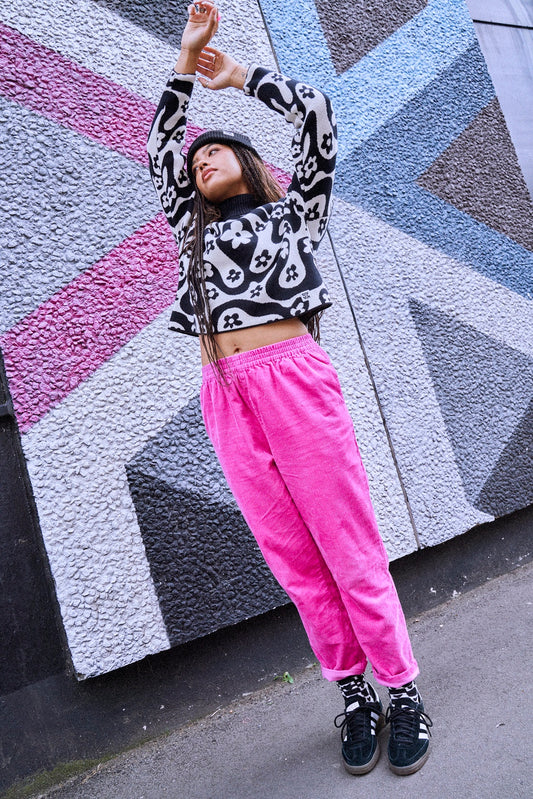 Billie Trousers: ORGANIC CORDUROY - Power Pink