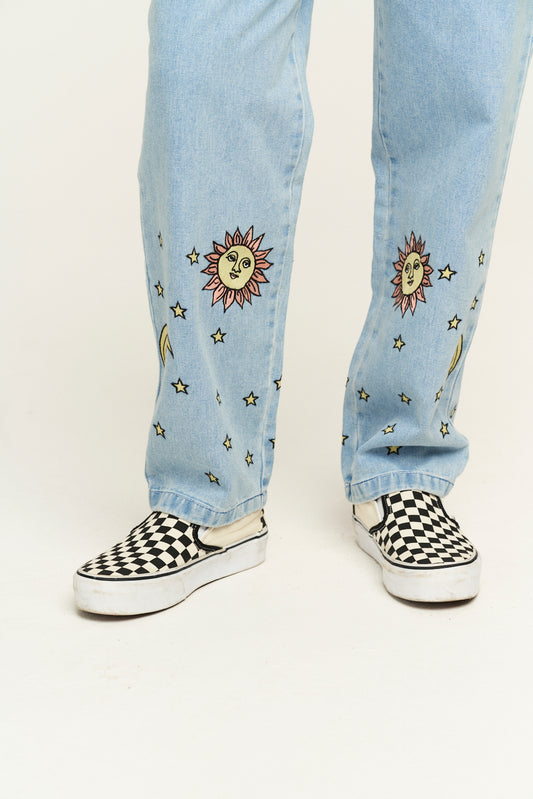 Addison Tapered Jeans: ORGANIC DENIM - Orion Embroidery