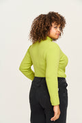 Aiden Roll Neck Top: ORGANIC COTTON KNIT - Lime