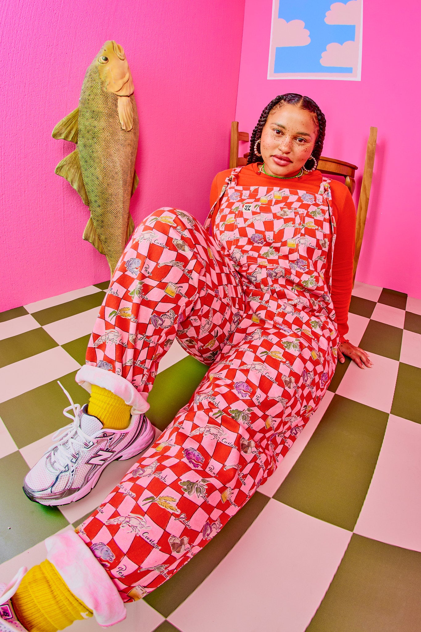 Original - Cotton Dungarees in Pink & Red Sorrento Print