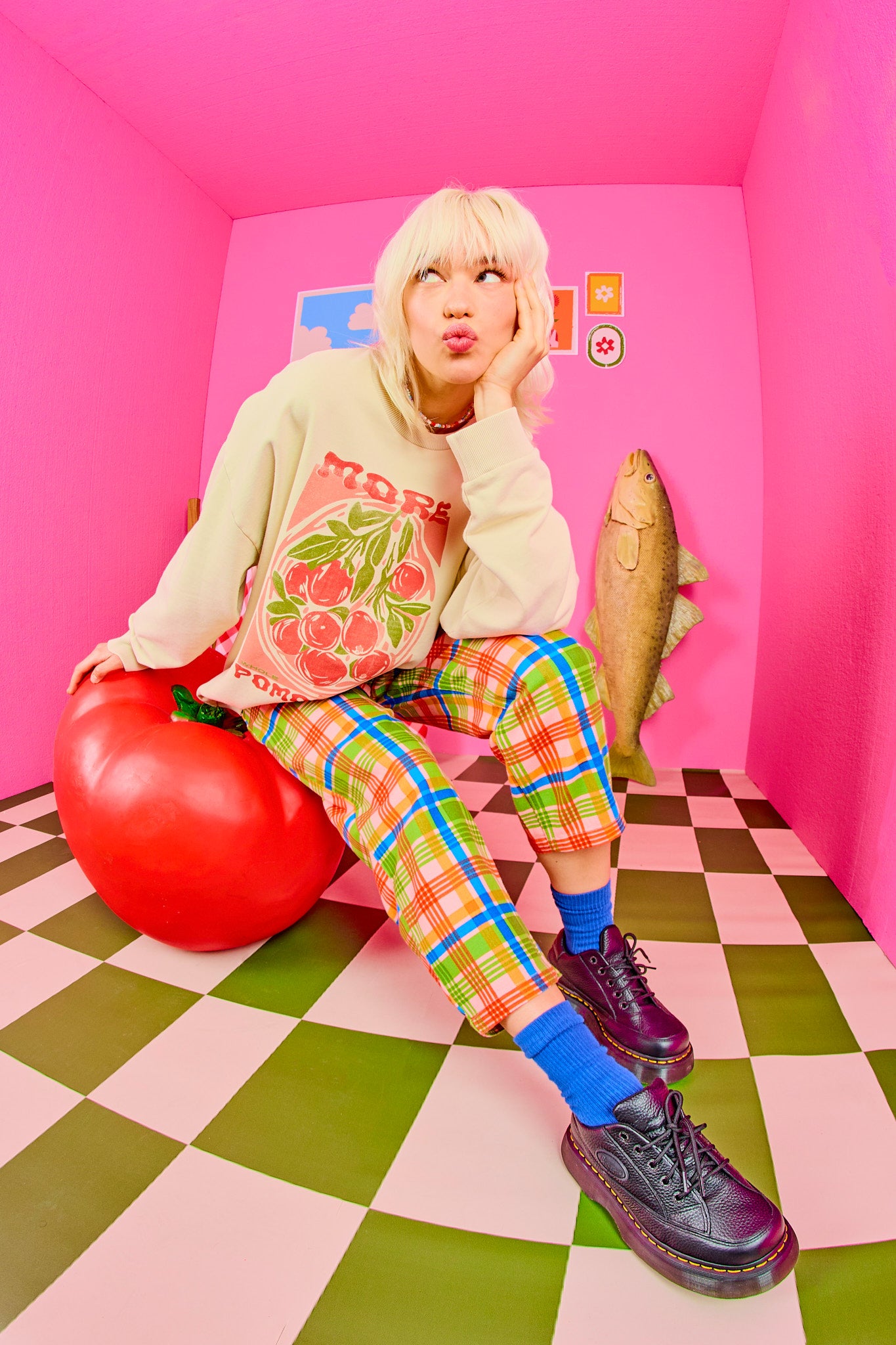 Sutton - Cotton Oversized Sweatshirt in Pomodoro