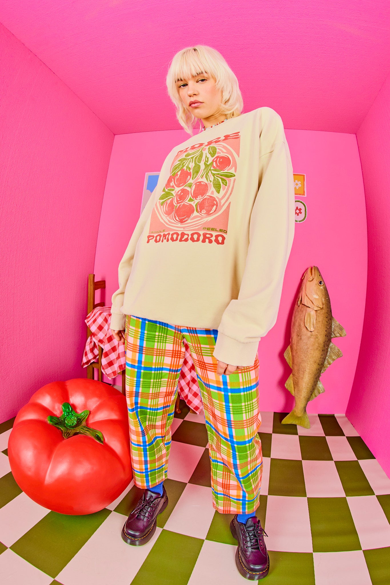 Sutton - Cotton Oversized Sweatshirt in Pomodoro