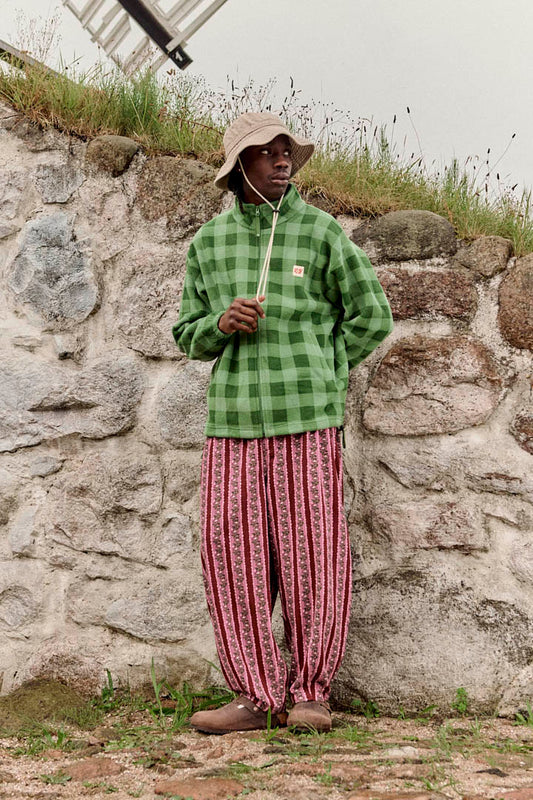 Ashby - Cotton Barrel Leg Trousers in Folk Floral Stripe