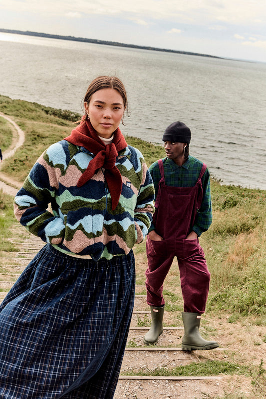 Finley - Borg Fleece Jacket in Earthy Landscape