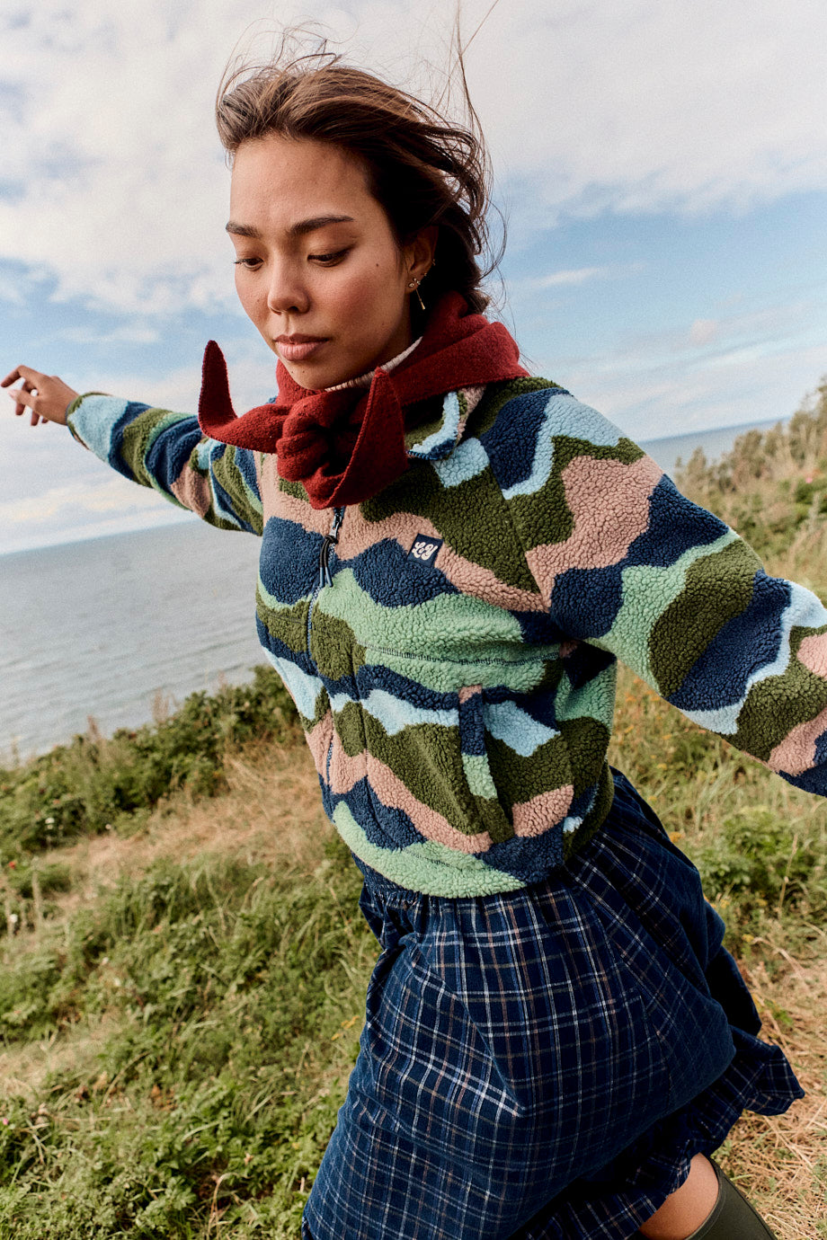 Finley - Borg Fleece Jacket in Earthy Landscape
