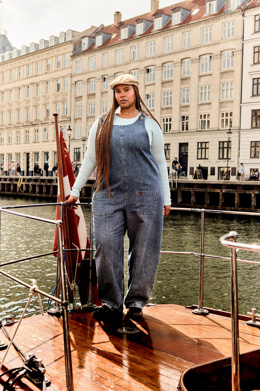 Ara - Denim Dungarees in Pinstripe