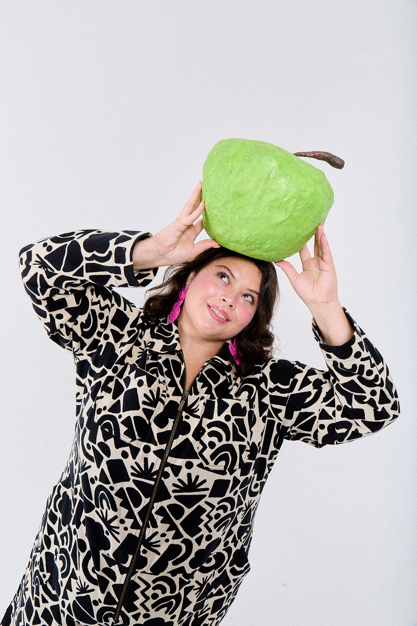 Arendal - Cotton Long Sleeve Jumpsuit in Mono Geo