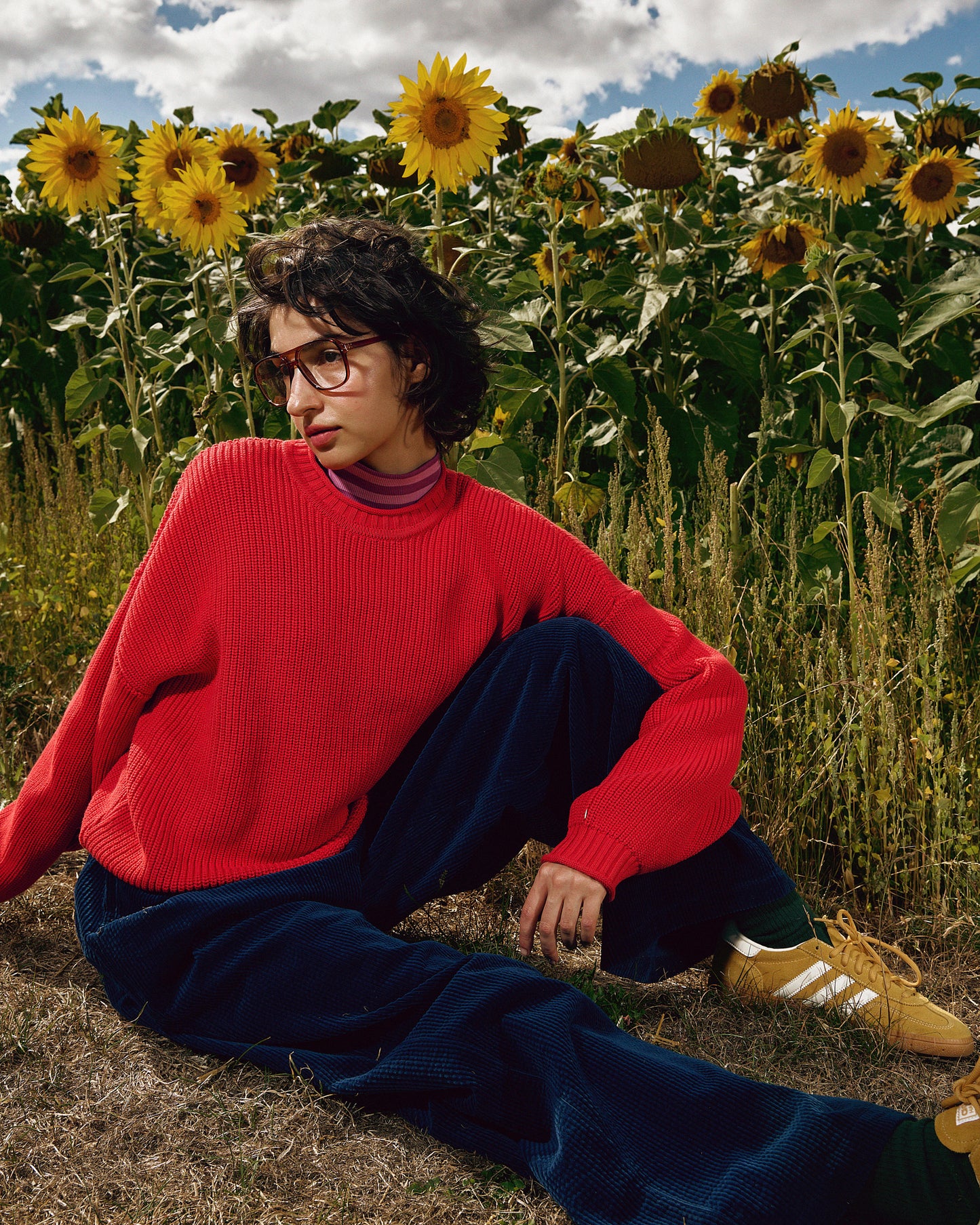 Areum - Oversized Knitted Jumper in Red