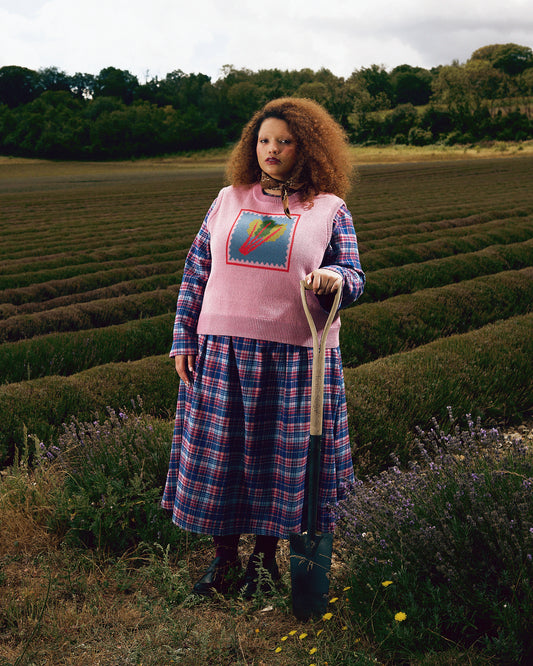 Saffle - Cotton Knitted Vest in Rhubarb