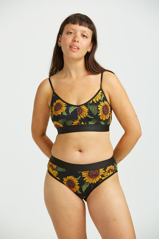 Cora Bikini Pant: ORGANIC COTTON & BAMBOO MIX - Sunflower