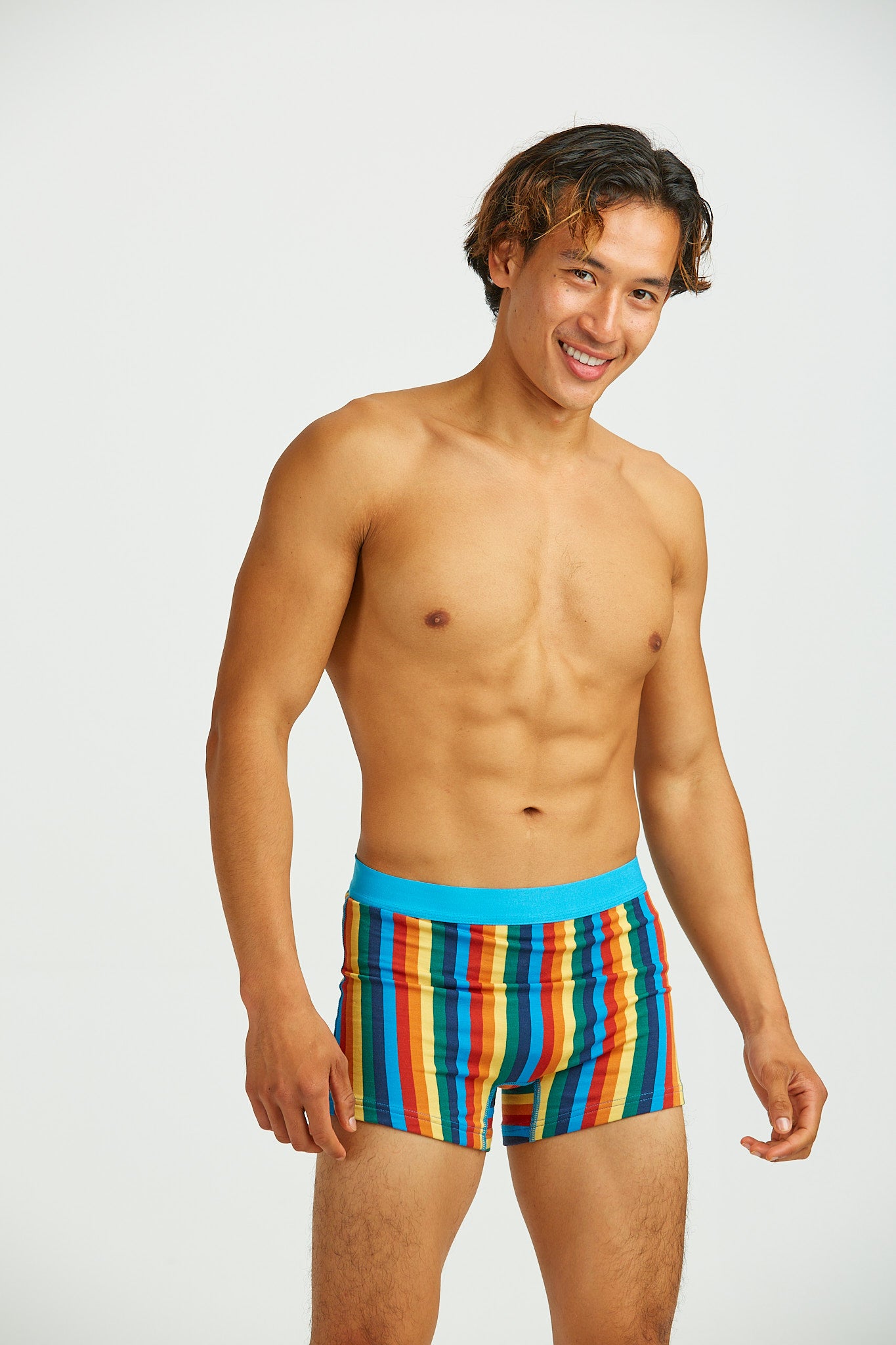 New Style Underwear Striped Boxer Rainbow Color Stripe Cotton