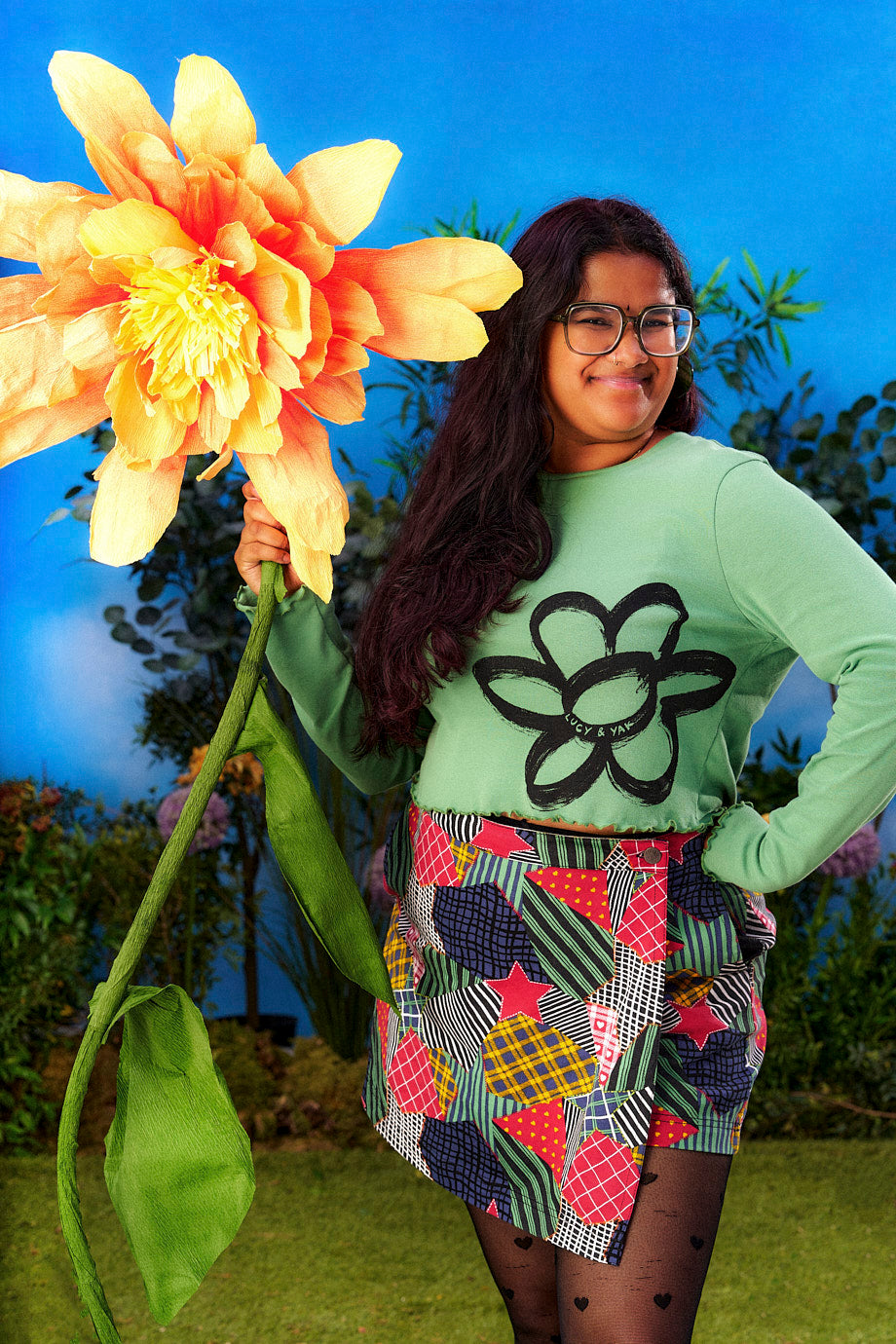 Veeda - Cotton Skort in Star Patchwork