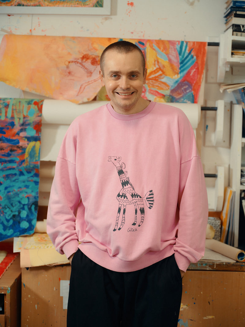 L.E Sutton -  Cotton Jersey Oversized Sweatshirt in Arthouse & Yak: Girash Print