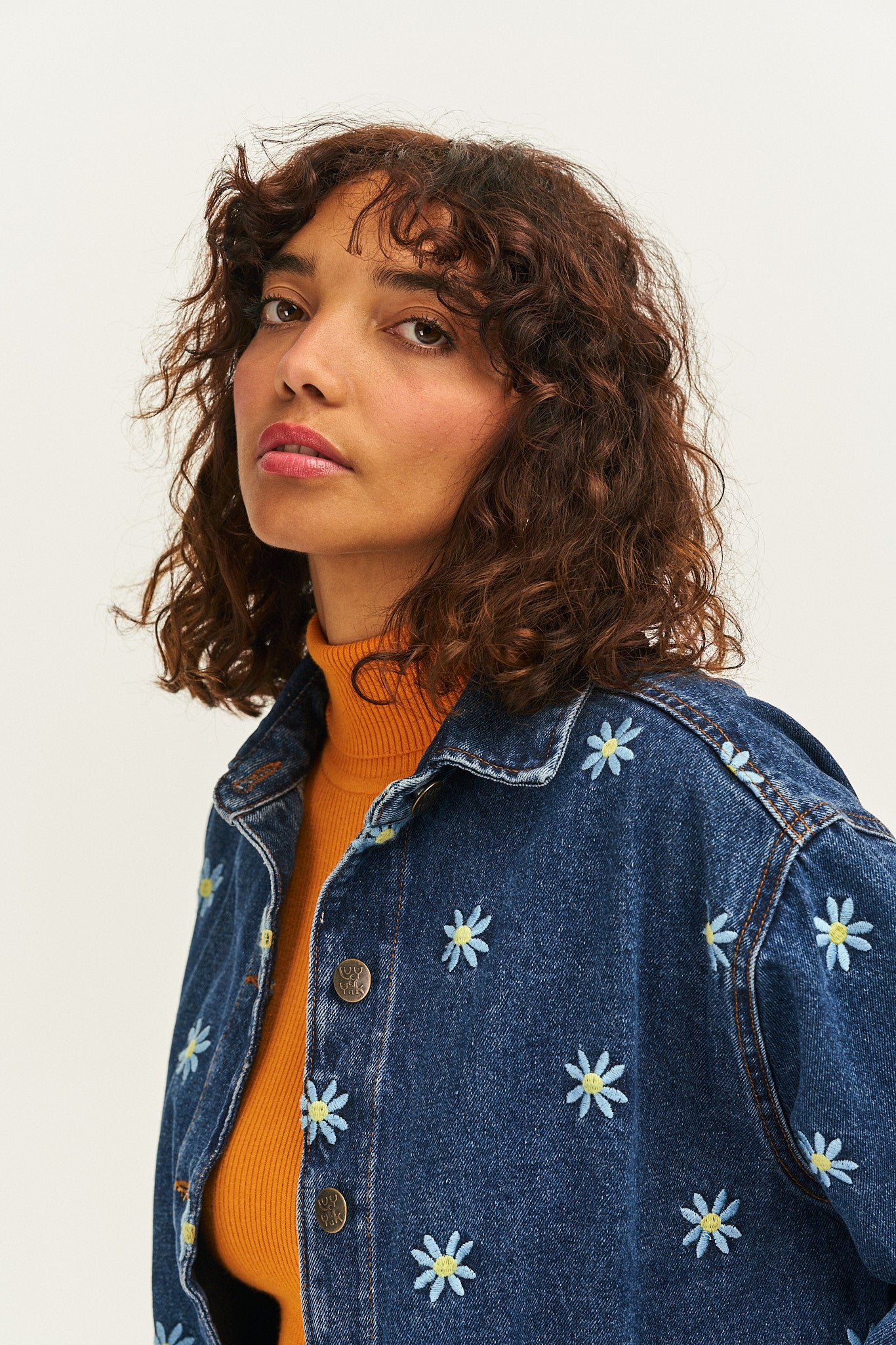 Star embroidered denim on sale jacket