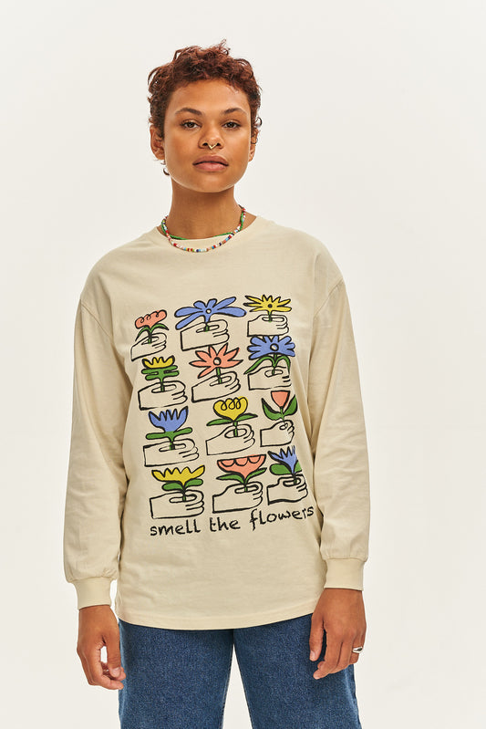 Kenny Long Sleeve Tee: ORGANIC COTTON - Marcello & Yak - Smell the Flowers
