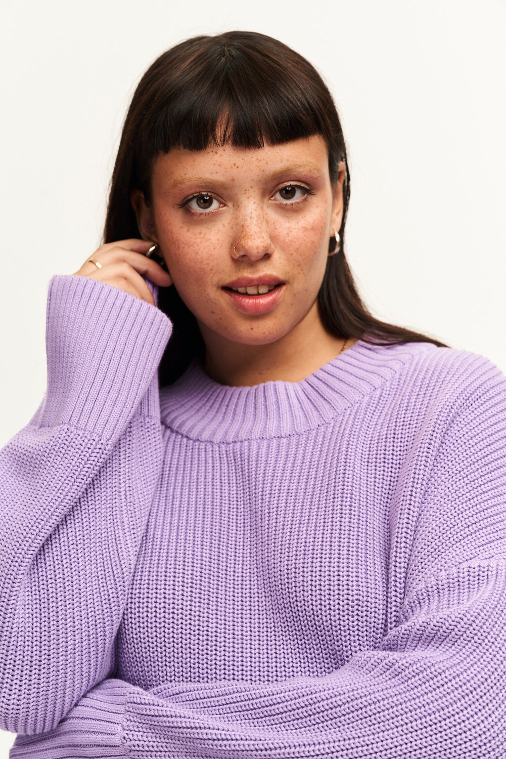 Alba Oversized Jumper: ORGANIC COTTON - Purple Rose – Lucy & Yak