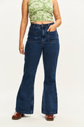 Ziggy Flared Jeans: ORGANIC DENIM - Mid Wash Blue