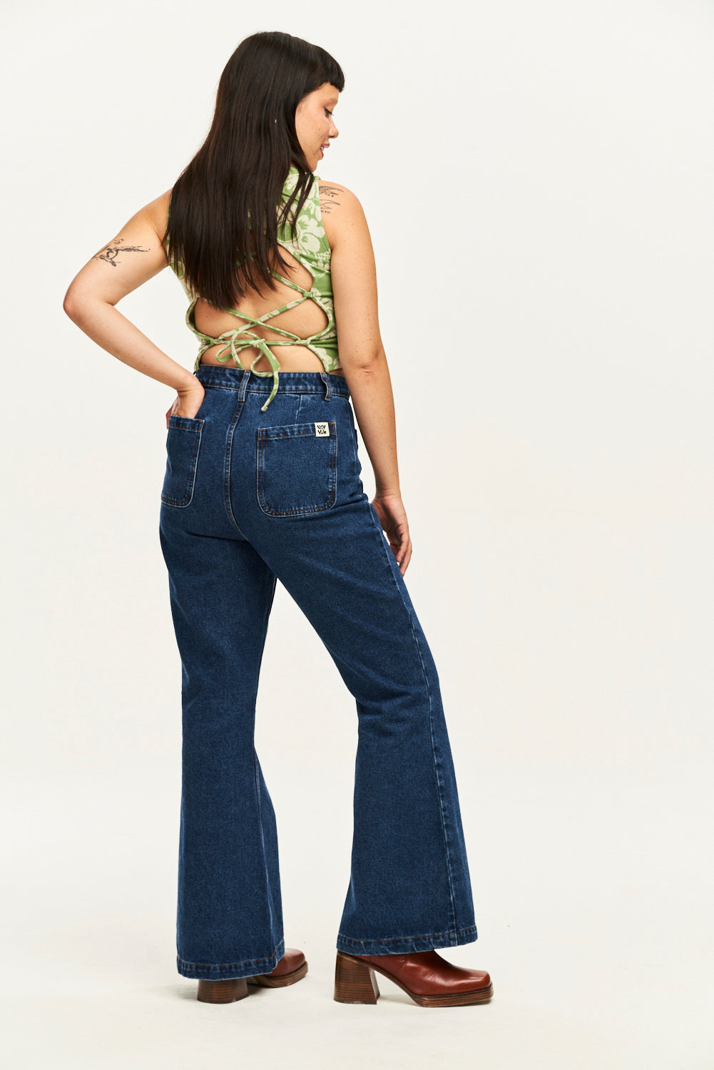 Mid waist flare on sale jeans