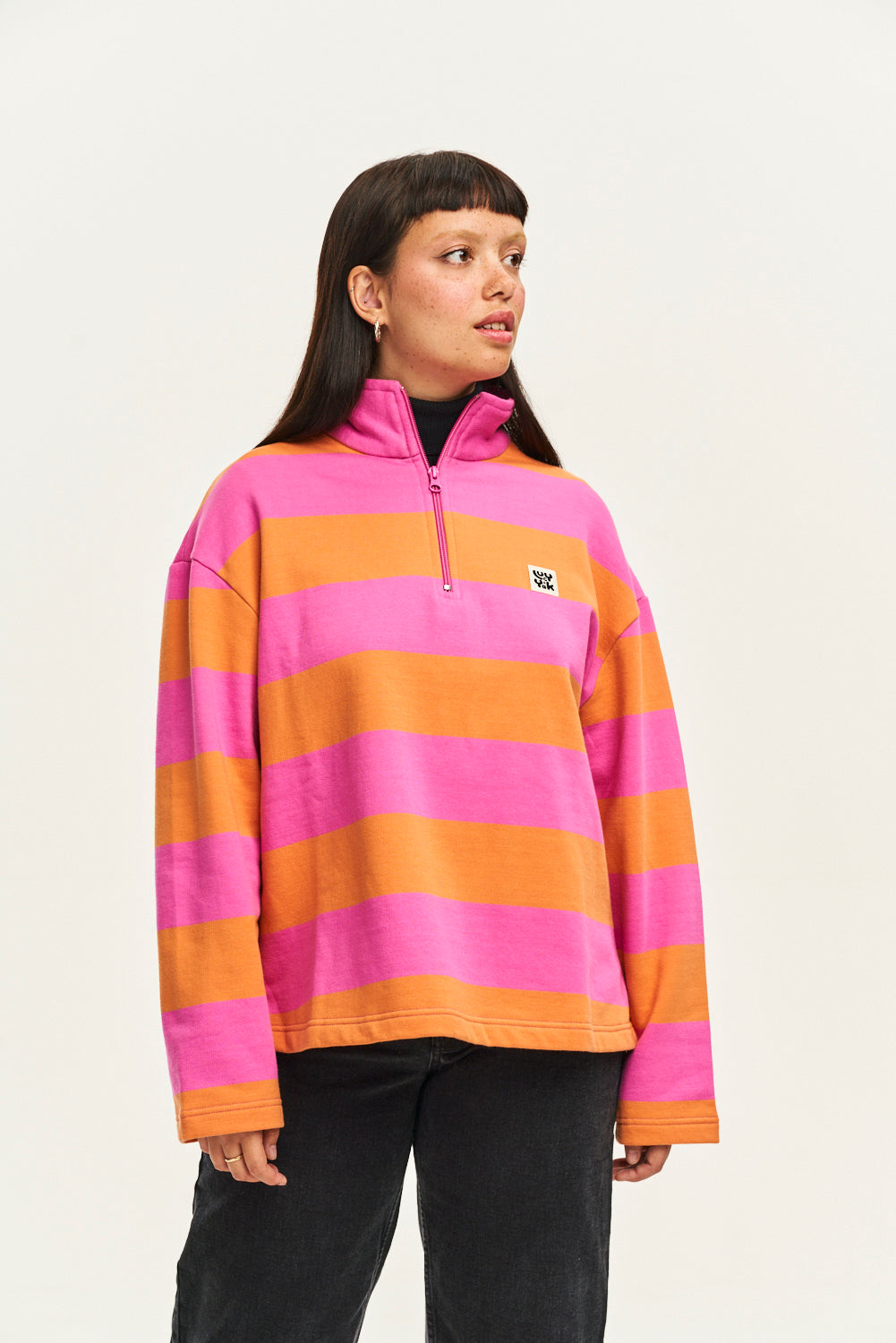 Taylor Sweater: ORGANIC COTTON - Pink & Orange Stripe