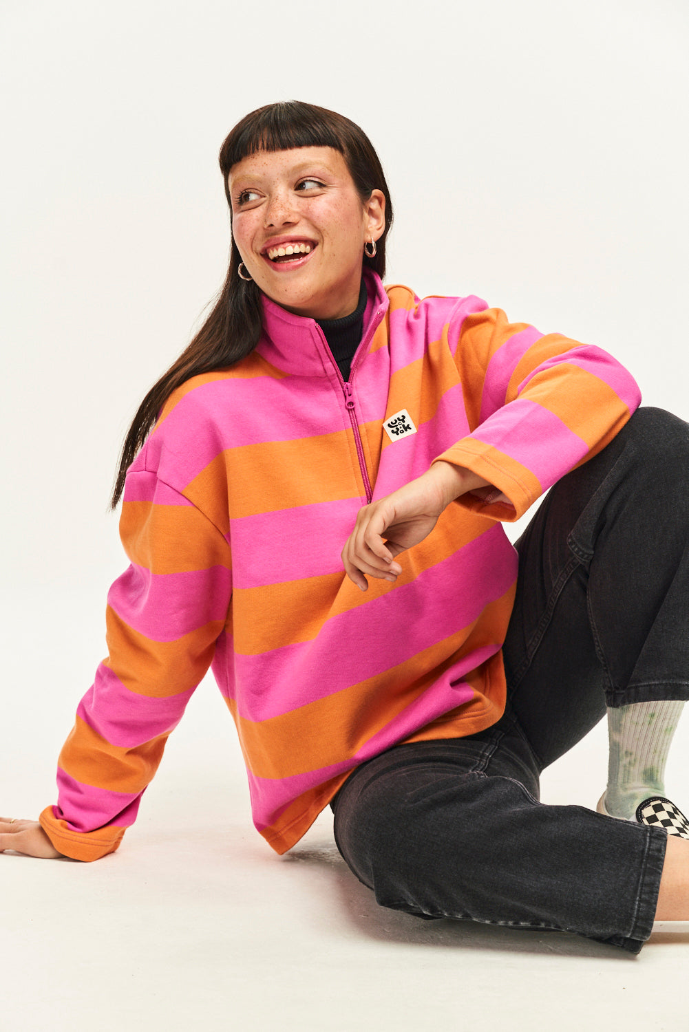 Taylor Sweater: ORGANIC COTTON - Pink & Orange Stripe