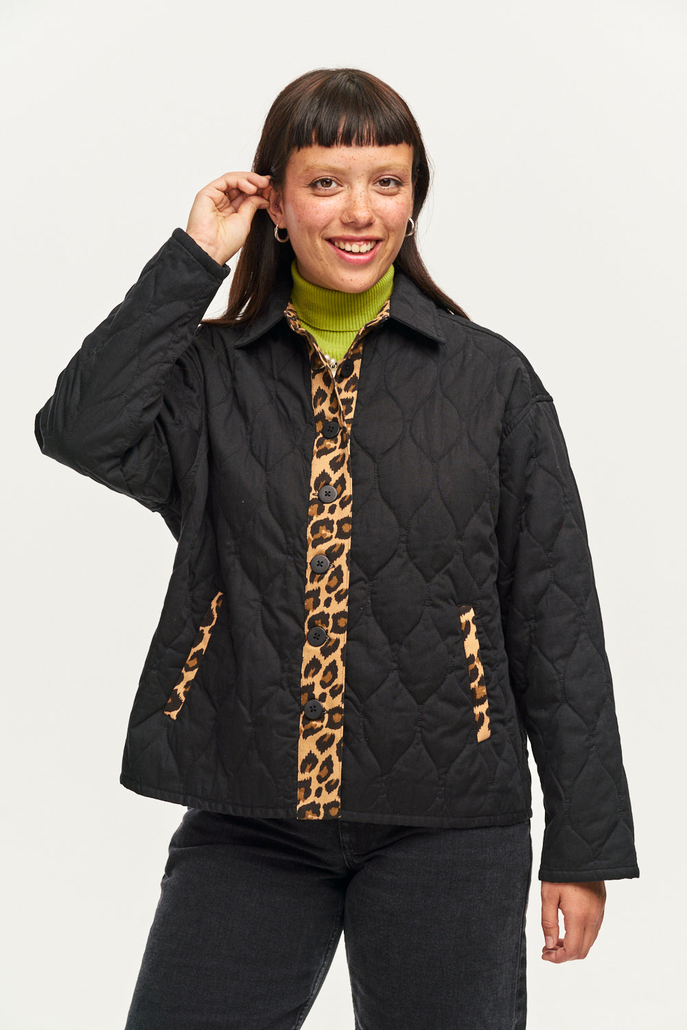 Sylvie Jacket: DEADSTOCK COTTON - Black Leopard – Lucy & Yak