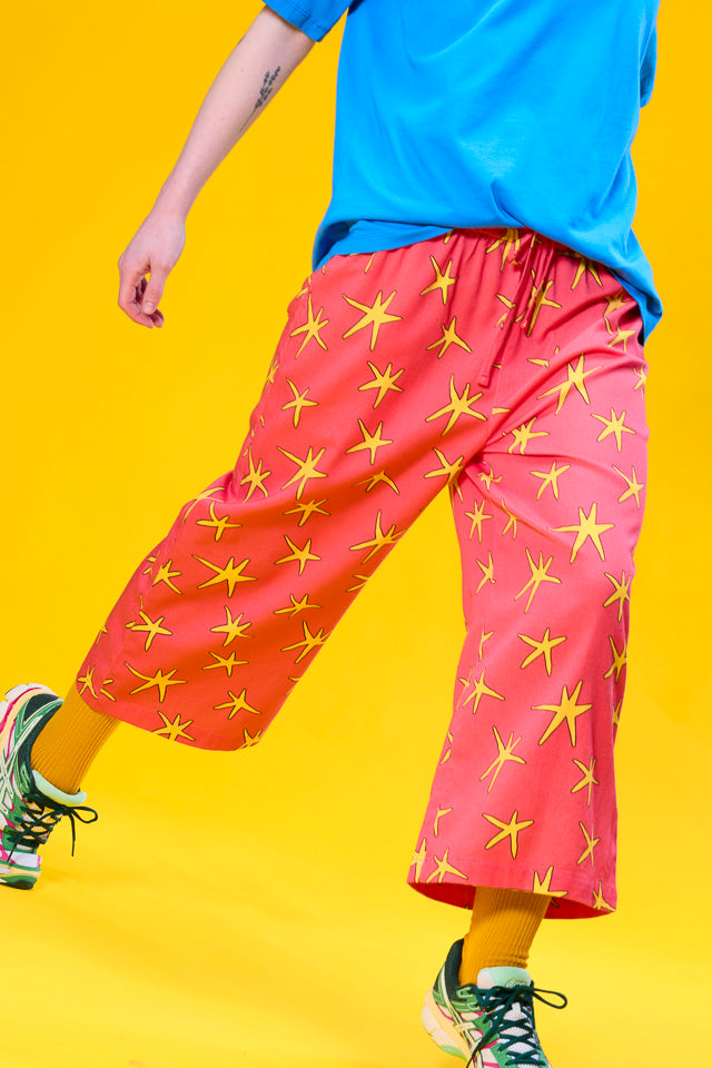 Bee Illustrates Pride 2026 - Chuck -  Wide Leg Cotton Trousers in Pink