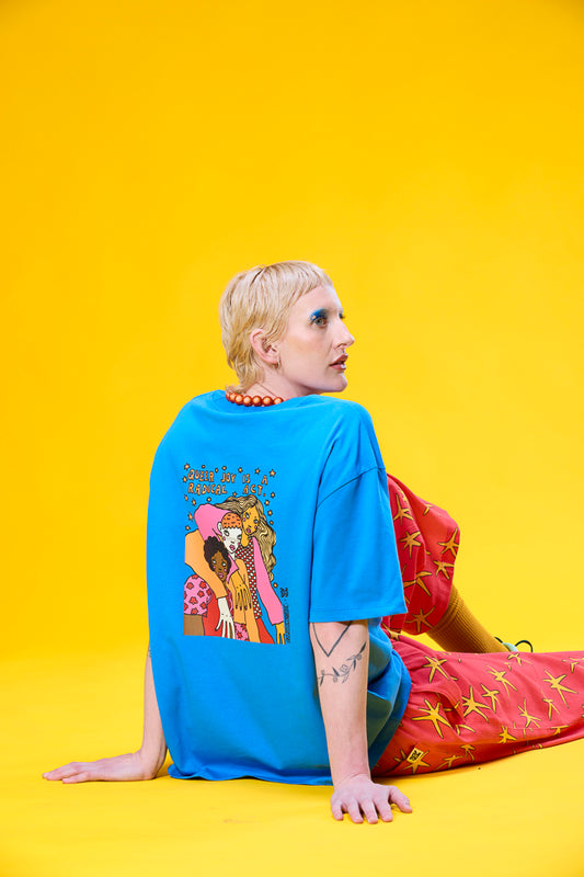 Bee Illustrates Pride 2026 - Benny - Oversized cotton T-Shirt in Blue