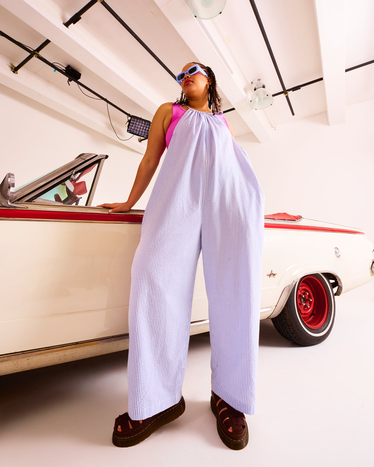 Ramona Cotton Seersucker Jumpsuit Stripe