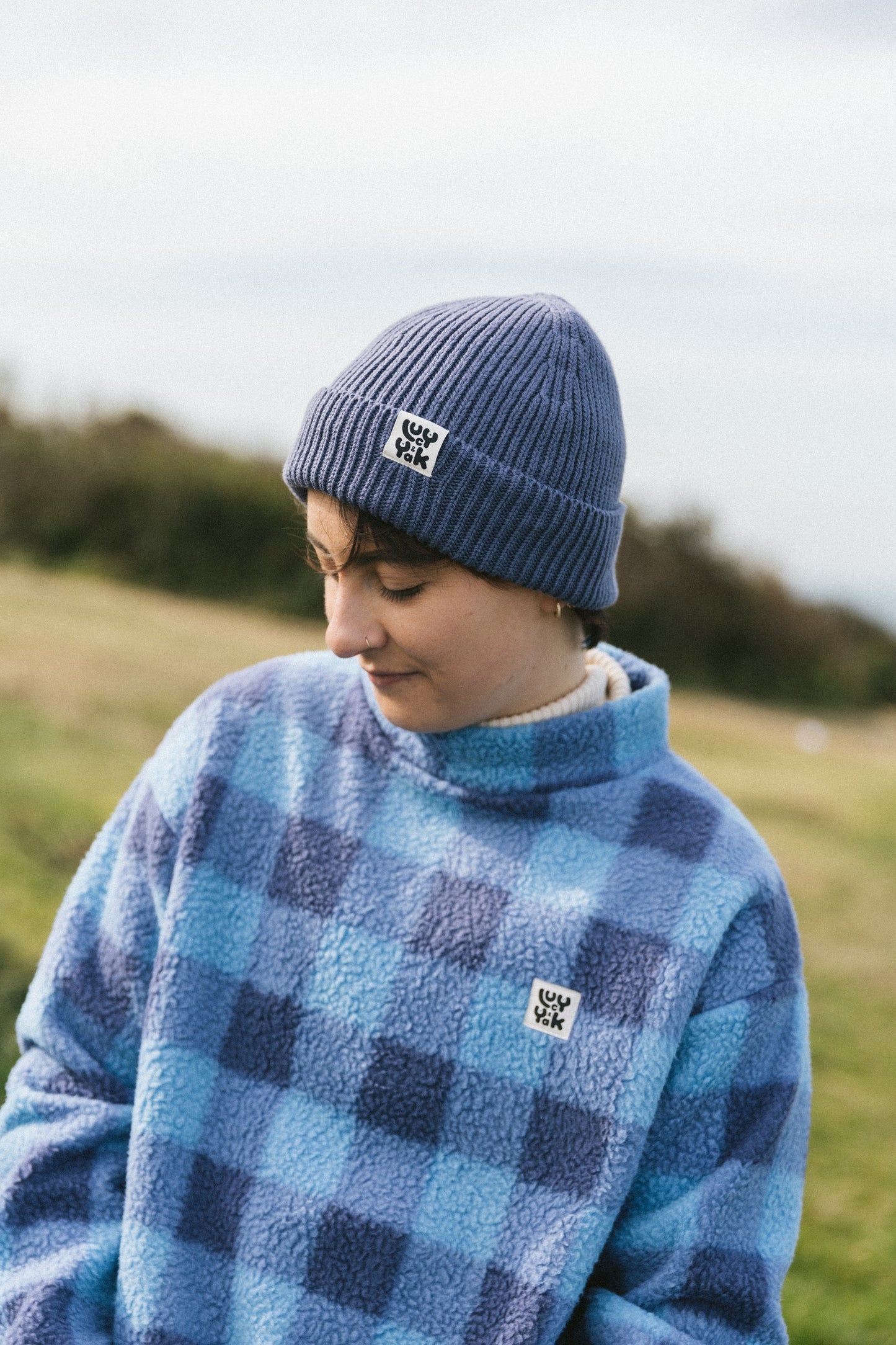 Luca - Knitted Cotton Beanie in Ocean Blue