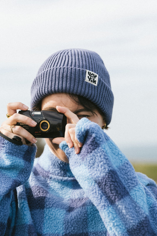 Luca - Knitted Cotton Beanie in Ocean Blue
