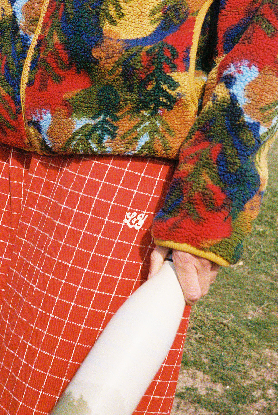 Obregon - Barrel Leg Brushed Cotton Trousers in Rust Check