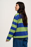 Taylor Sweater: ORGANIC COTTON - Green & Blue Stripe