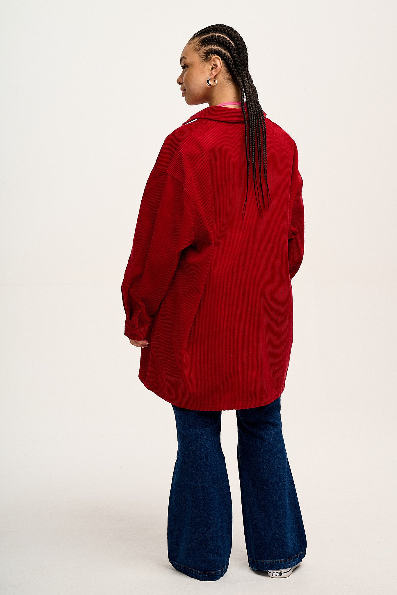 Jada Shirt Dress: ORGANIC CORDUROY - Scarlet Red