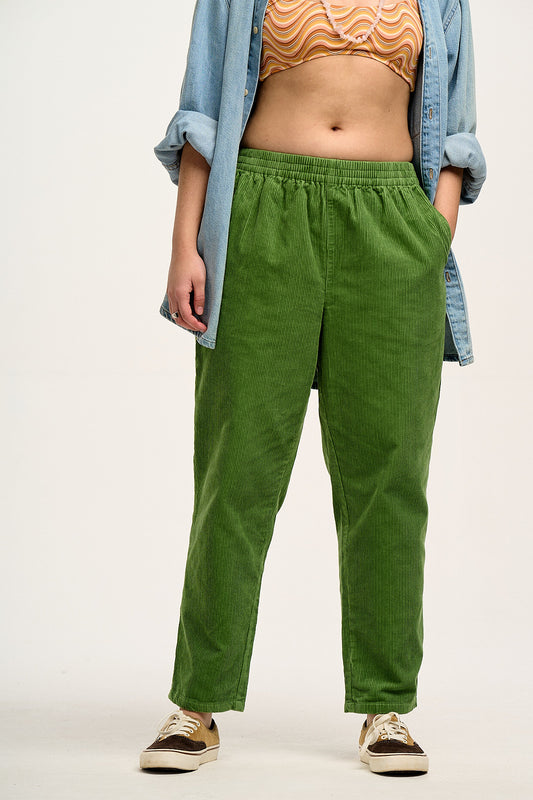 Billie Trousers: ORGANIC CORDUROY - Pickle Green