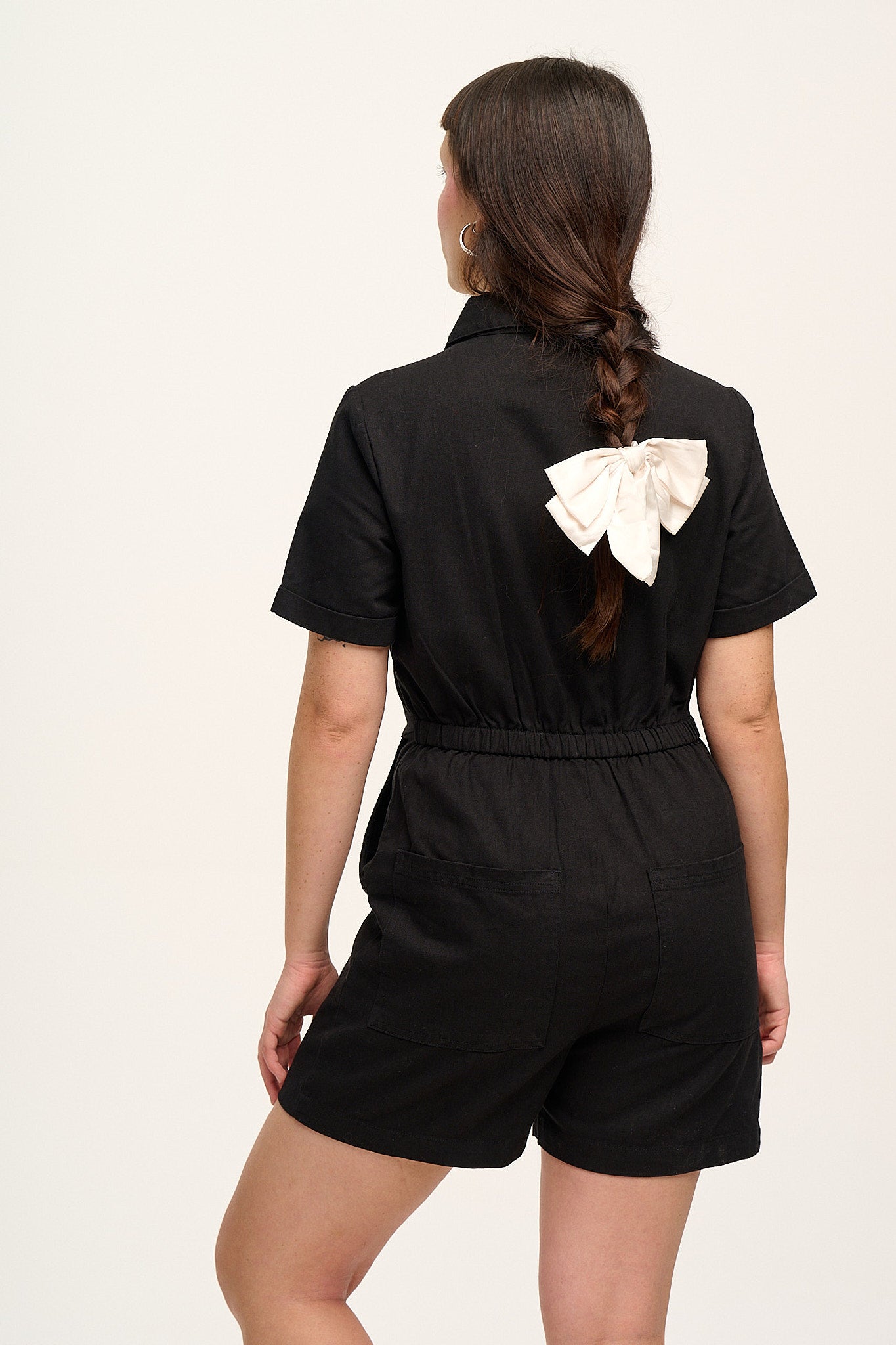 Cotton Short Sleeve Jumpsuit In Black, CY Boutique