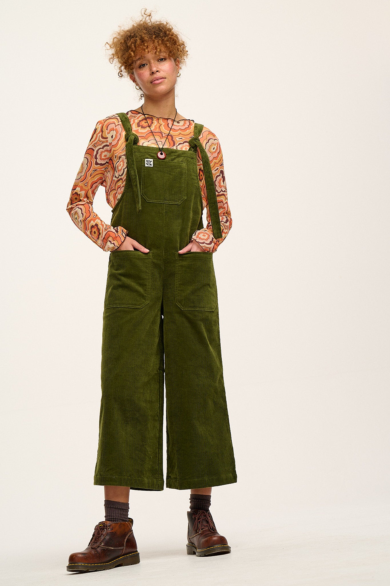 green corduroy dungarees