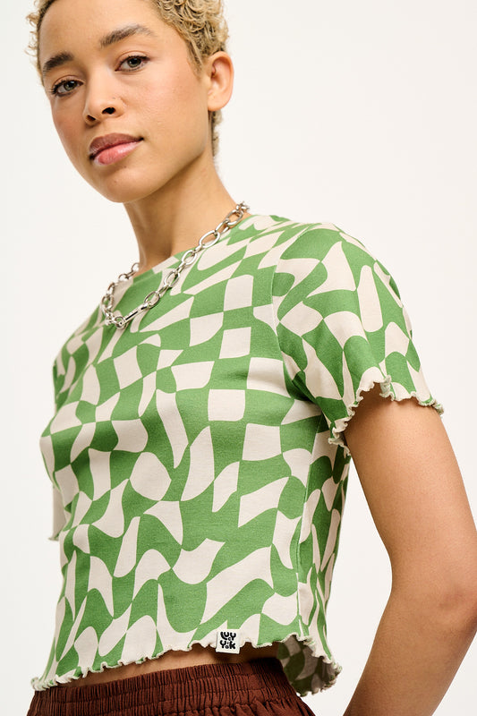 Greta Top: ORGANIC COTTON - Green Checkers